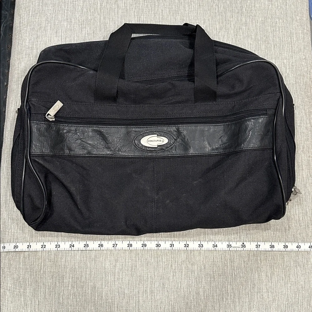 Concourse Black Duffel Bag for Men With Leather Trim and Feet